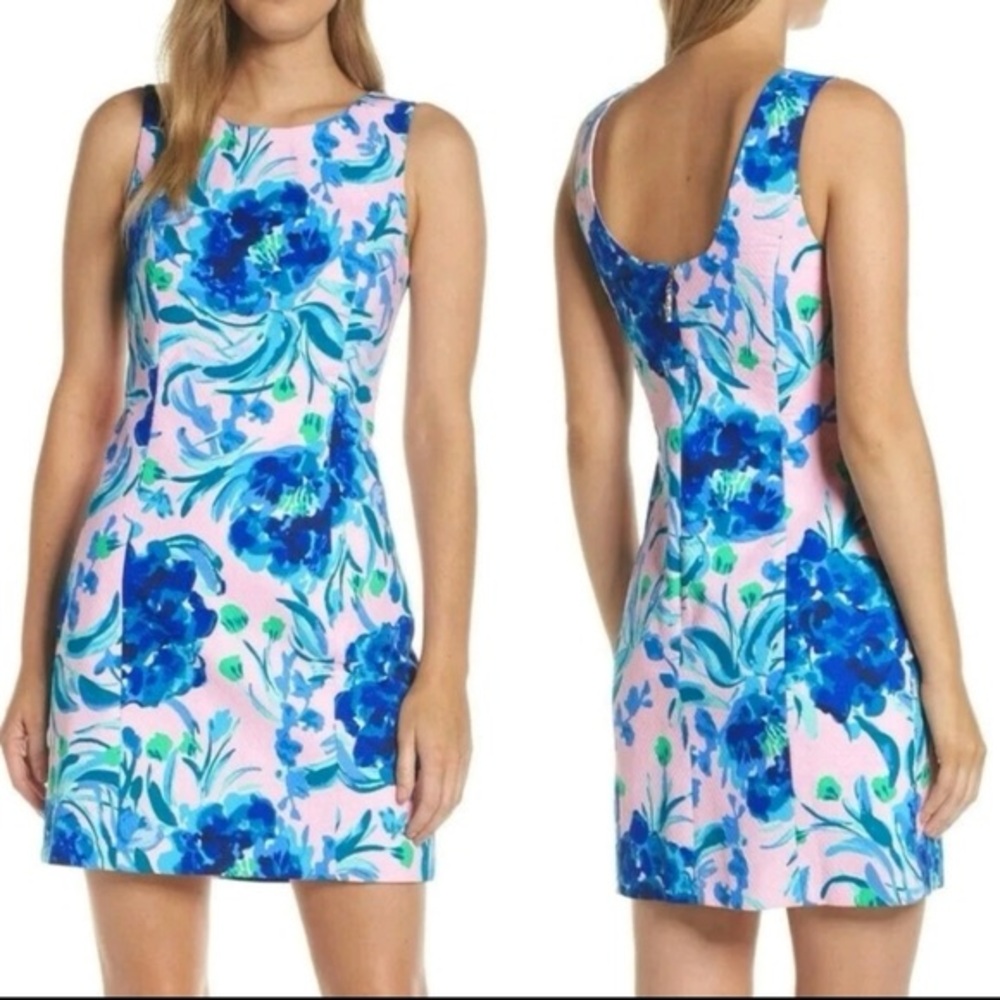 Lilly Pulitzer Mila Dress Stretch Shift Bow Detail Sweet Pea Pink Tropics NEW